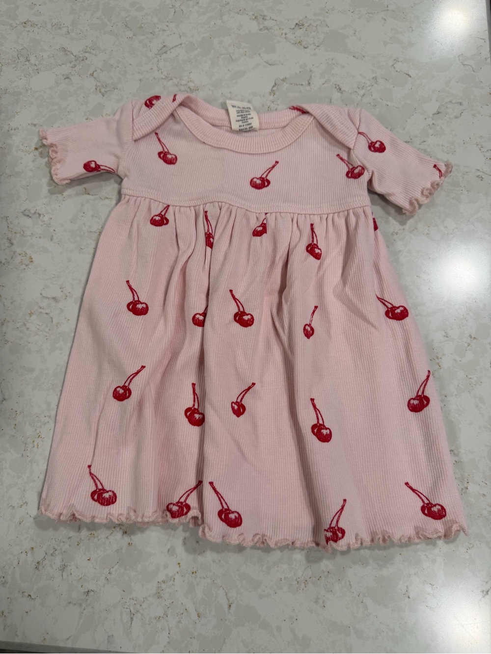 Kate Quinn Short Sleeve Lap Neck Dress Little Cherry Organic Cotton Skinny Rib